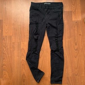 black distressed jeans